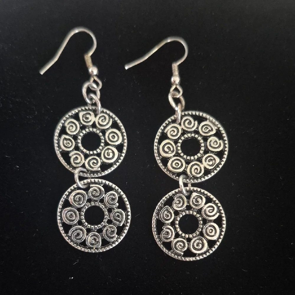 Silver Spiral Earrings - Picture 1 of 3